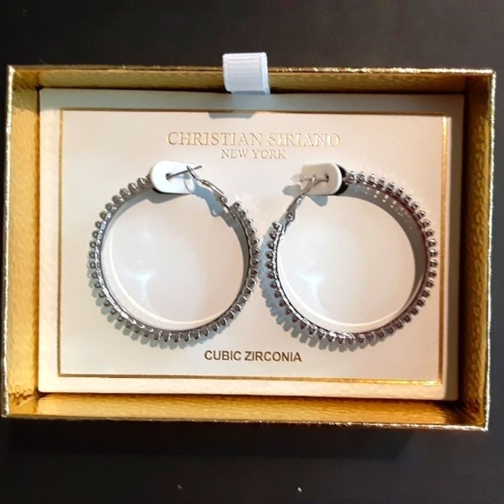 𝅺Christian Siriano Cubic Zirconia Hoop Earrings New